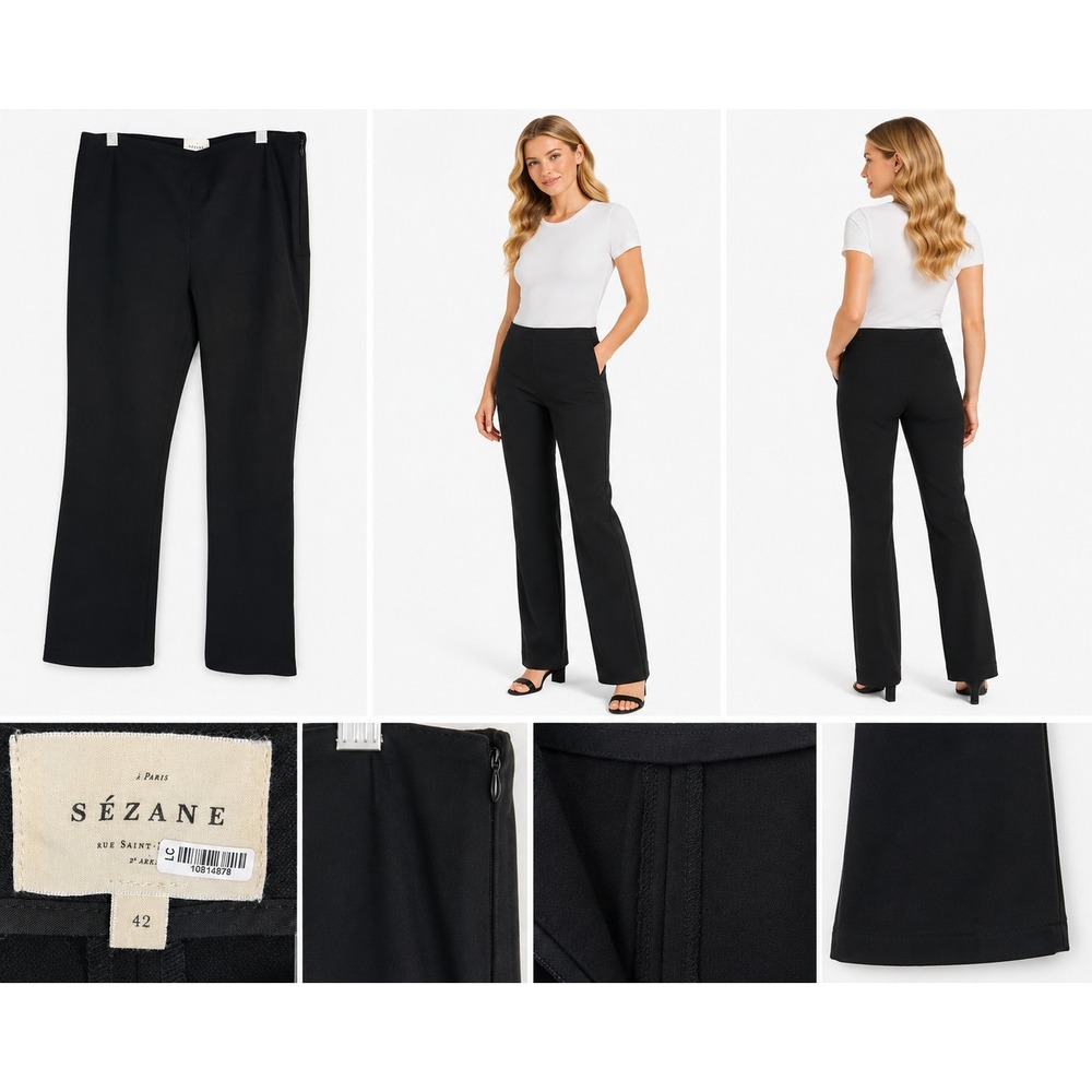 Sezane Women 10 Trouser Pants‎ Quiet Luxury French Minimalist Career Stretch